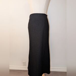 Unbranded Black 100% Wool Midi Skirt With Slit